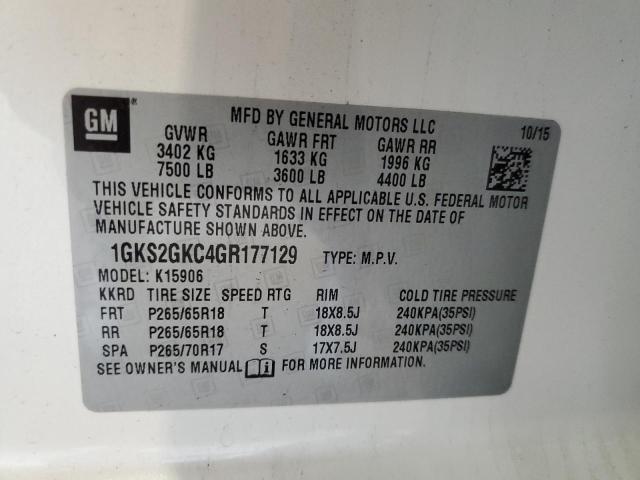 1GKS2GKC4GR177129 GMC Yukon Xl K1500 Slt