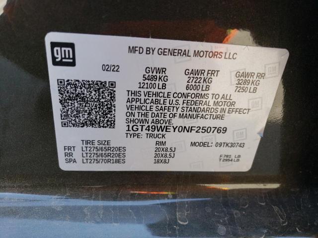 1GT49WEY0NF250769 GMC Sierra K3500 Denali