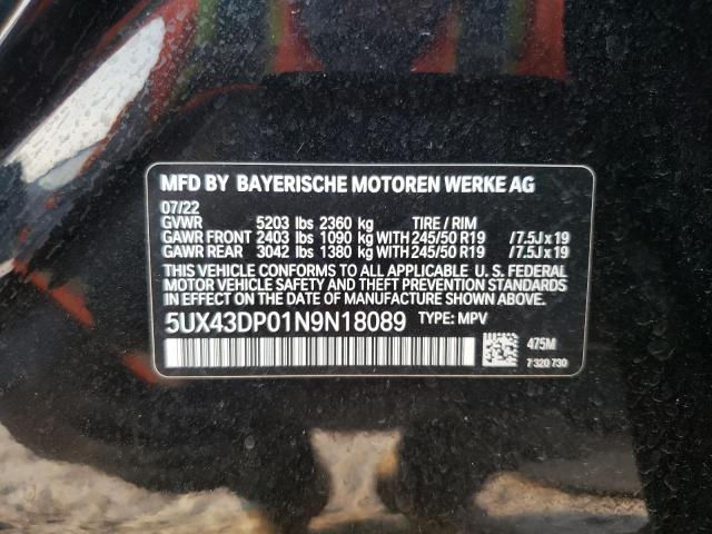 5UX43DP01N9N18089 BMW X3 Sdrive30i