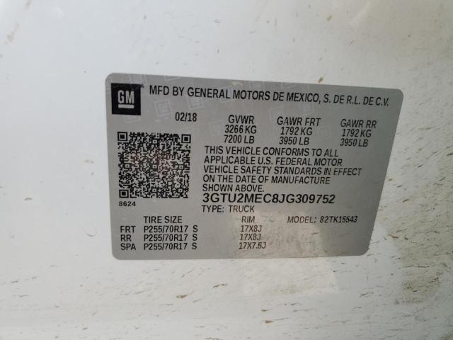 3GTU2MEC8JG309752 GMC Sierra K1500 Sle