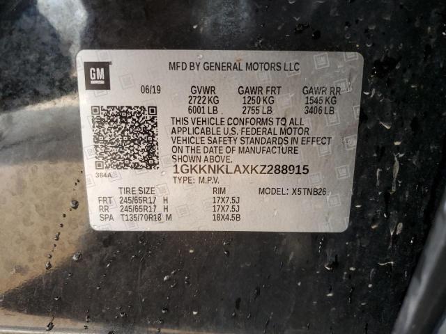 1GKKNKLAXKZ288915 GMC ACADIA SLE