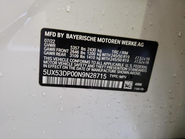 5UX53DP00N9N28715 BMW X3 Xdrive30i
