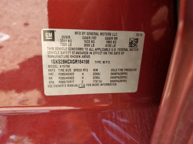 1GKS2BKCXGR184198 GMC YUKON SLT