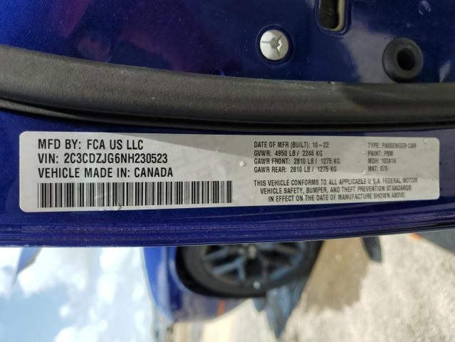 2C3CDZJG6NH230523 Dodge Challenger Gt