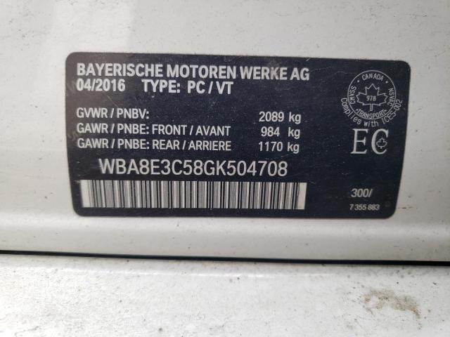 WBA8E3C58GK504708 BMW 328 Xi Sulev