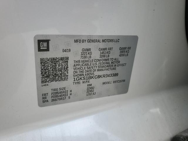 1GKS1BKC8KR343389 GMC YUKON SLT