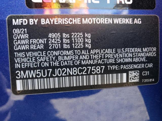 3MW5U7J02N8C27587 BMW M340I