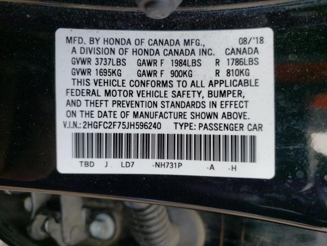 2HGFC2F75JH596240 Honda CIVIC EX