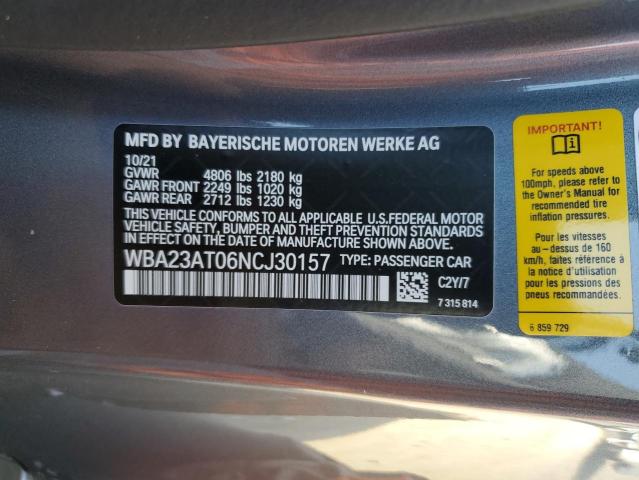 WBA23AT06NCJ30157 BMW 430I