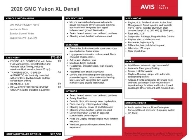 1GKS1HKJ2LR175946 GMC YUKON XL DENALI