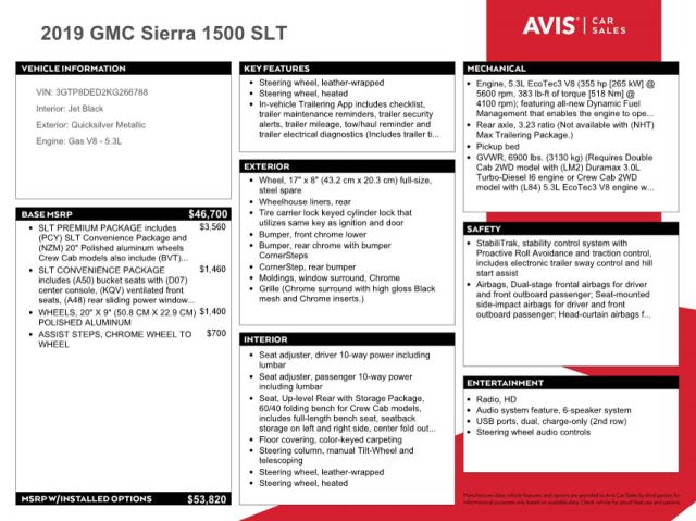 3GTP8DED2KG266788 GMC Sierra C1500 Slt