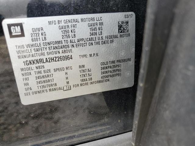 1GKKNRLA2HZ260964 GMC ACADIA SLE