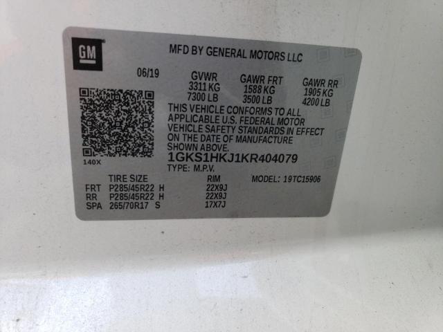 1GKS1HKJ1KR404079 GMC YUKON XL DENALI