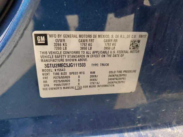 3GTU2MEC5JG111503 GMC Sierra K1500 Sle