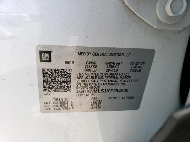 1GKKNMLS1KZ284840 GMC Acadia Slt-1