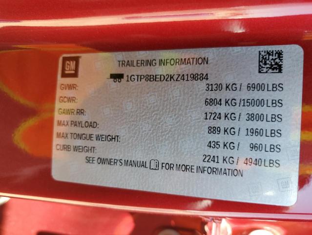 1GTP8BED2KZ419884 GMC Sierra C1500 Sle