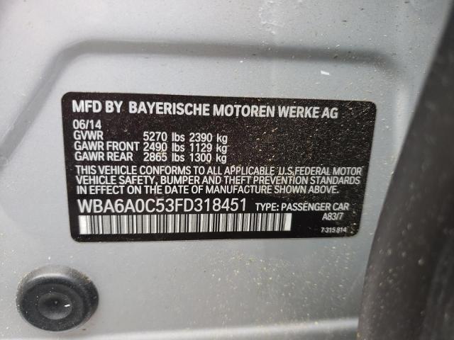WBA6A0C53FD318451 BMW 640 I Gran Coupe