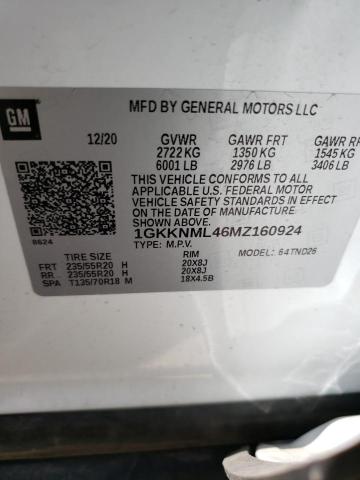 1GKKNML46MZ160924 GMC ACADIA SLT