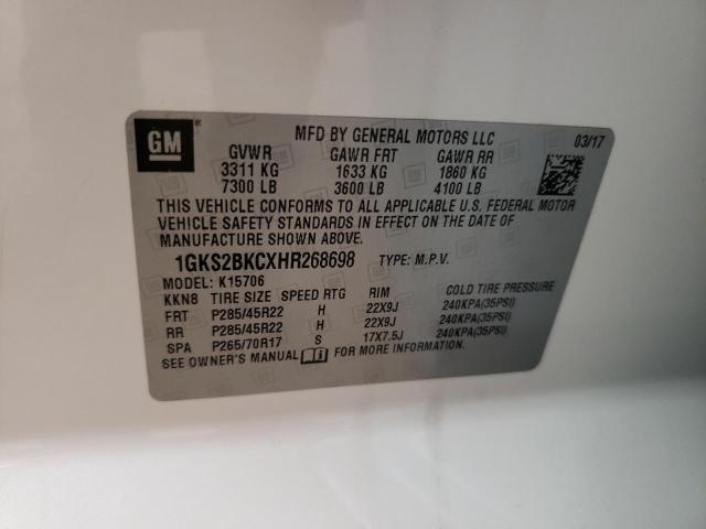 1GKS2BKCXHR268698 GMC YUKON SLT