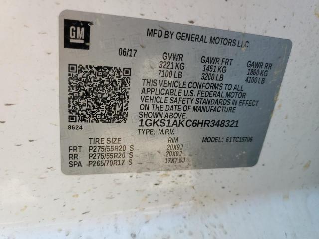 1GKS1AKC6HR348321 GMC YUKON SLE