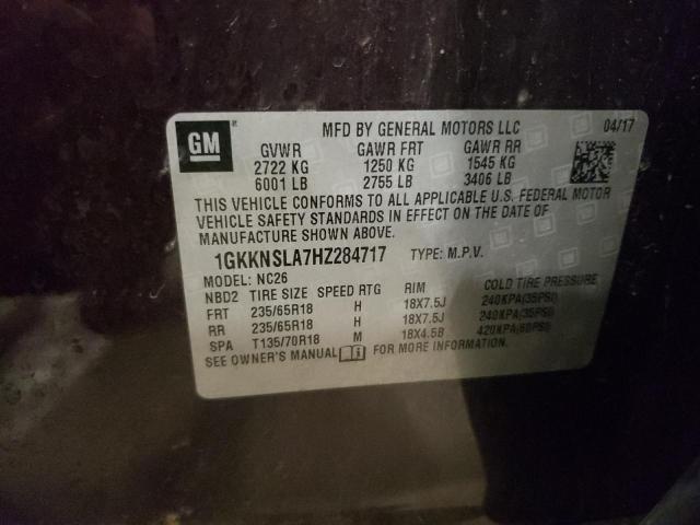 1GKKNSLA7HZ284717 GMC ACADIA SLE