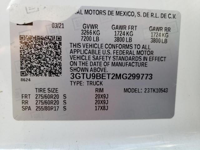 3GTU9BET2MG299773 GMC Sierra K1500 Sle