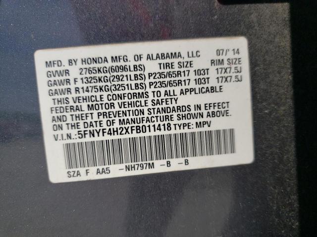 5FNYF4H2XFB011418 Honda PILOT LX