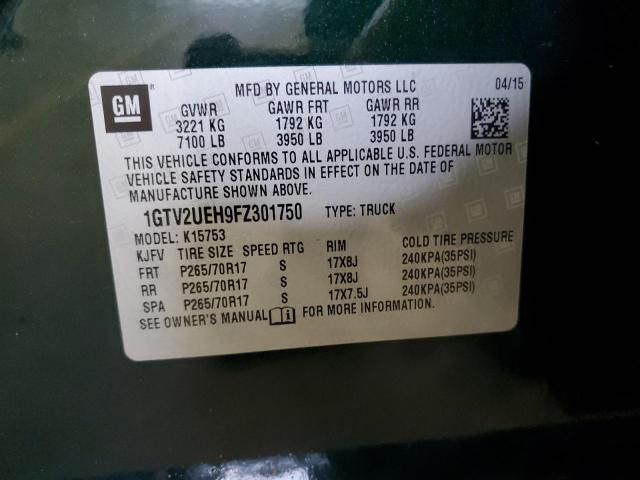 1GTV2UEH9FZ301750 GMC Sierra K1500 Sle