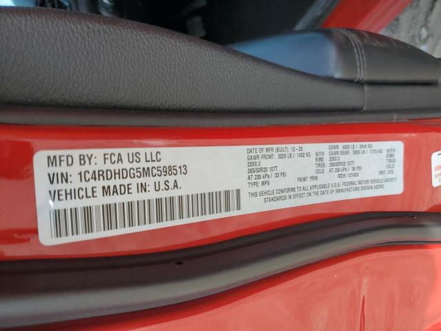 1C4RDHDG5MC598513 Dodge DURANGO GT