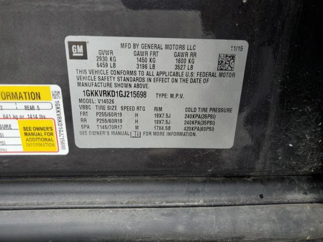 1GKKVRKD1GJ215698 GMC Acadia Slt-1