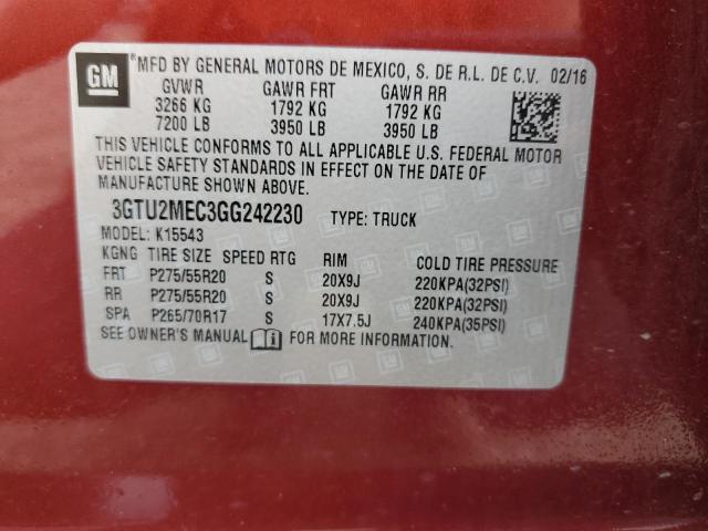 3GTU2MEC3GG242230 GMC Sierra K1500 Sle