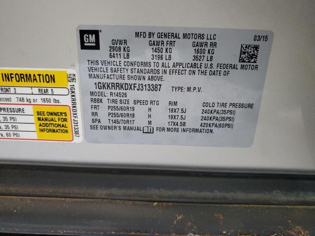 1GKKRRKDXFJ313387 GMC Acadia Slt-1