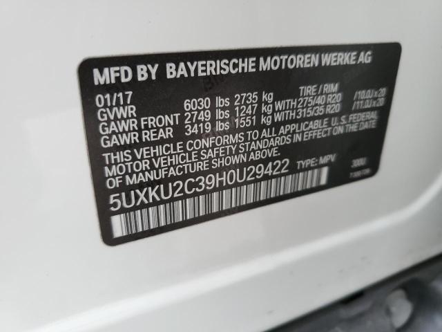 5UXKU2C39H0U29422 BMW X6 Xdrive35i