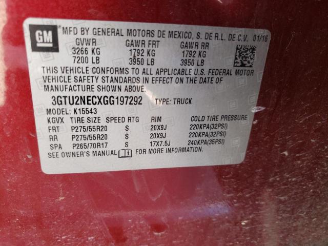 3GTU2NECXGG197292 GMC Sierra K1500 Slt