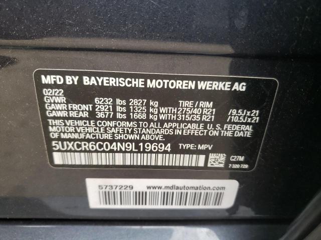 5UXCR6C04N9L19694 BMW X5 Xdrive40i