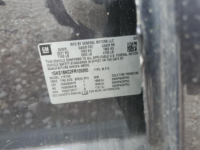 1GKS1BKC2FR109285 GMC YUKON SLT