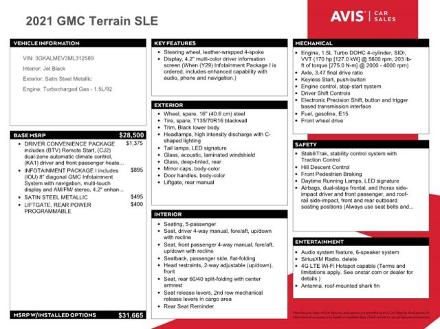 3GKALMEV3ML312589 GMC Terrain Sle