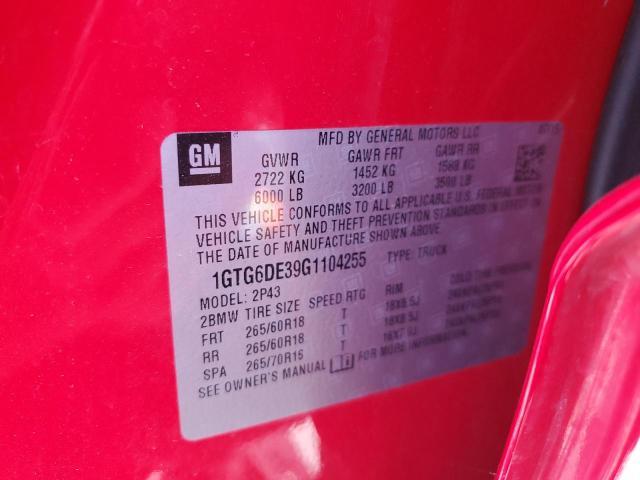 1GTG6DE39G1104255 GMC CANYON SLT