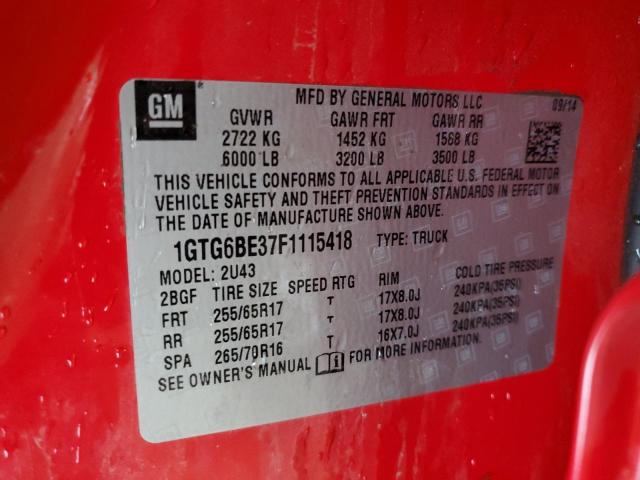 1GTG6BE37F1115418 GMC CANYON SLE