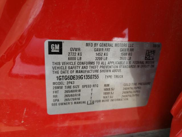 1GTG6DE39G1350755 GMC CANYON SLT