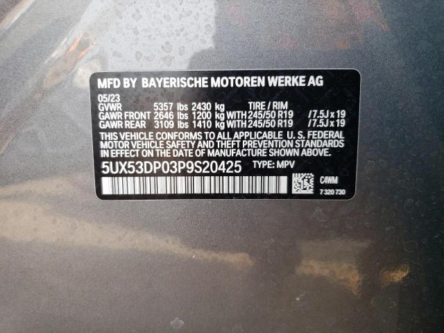 5UX53DP03P9S20425 BMW X3 Xdrive30i