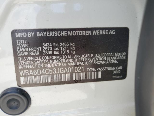 WBA6D4C53JGA01021 BMW 650 I Gran Coupe