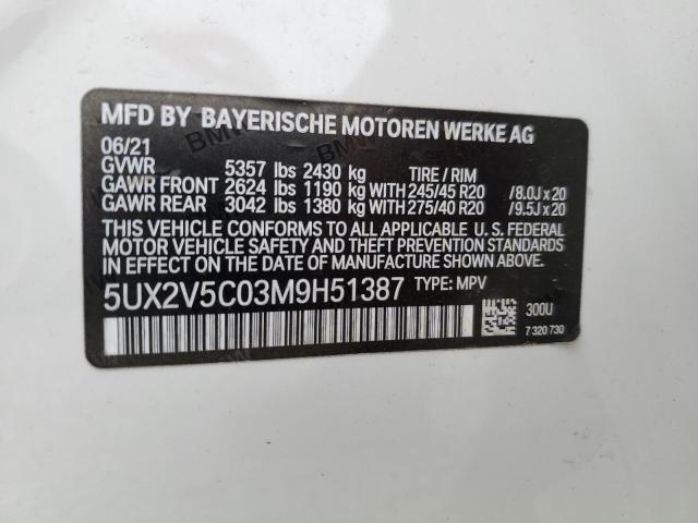 5UX2V5C03M9H51387 BMW X4 Xdrivem40i