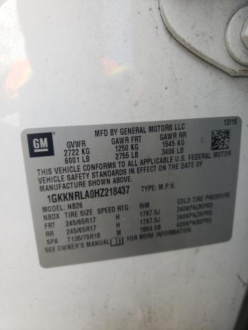 1GKKNRLA0HZ218437 GMC ACADIA SLE