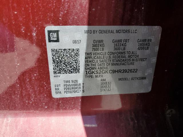 1GKS2GKC9HR392622 GMC Yukon Xl K1500 Slt