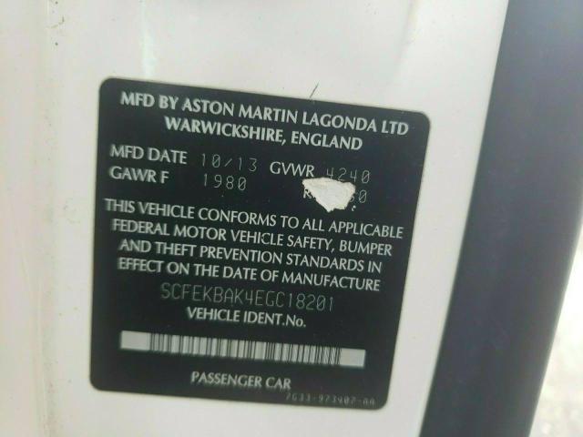 SCFEKBAK4EGC18201 Aston Martin V8 Vantage