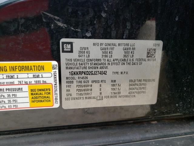 1GKKRPKD2GJ274042 GMC ACADIA SLE