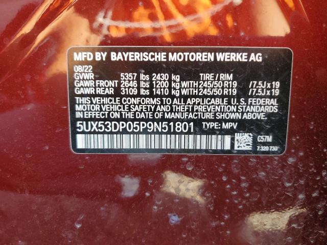 5UX53DP05P9N51801 BMW X3 Xdrive30i