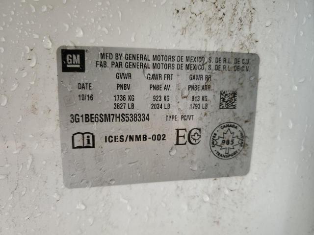 3G1BE6SM7HS538334 Chevrolet CRUZE LT
