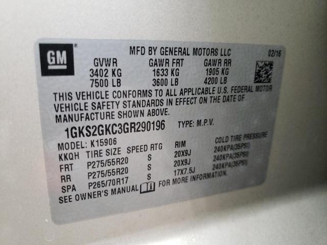 1GKS2GKC3GR290196 GMC Yukon Xl K1500 Slt